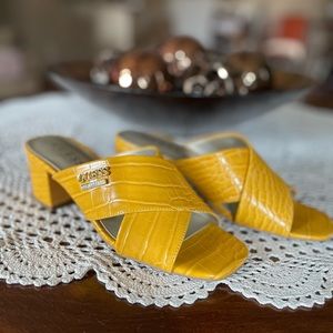 Guess Yellow Crocodile Heels